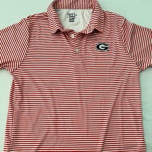 Youth XL UGA Bulldogs polo shirt w/ red/white stripes & embroidered Georgia G
